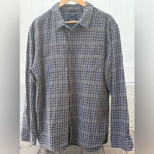 prAna XL Slim Fit Flannel Shirt Gray Purple Blue Plaid – Soft & Sustainable